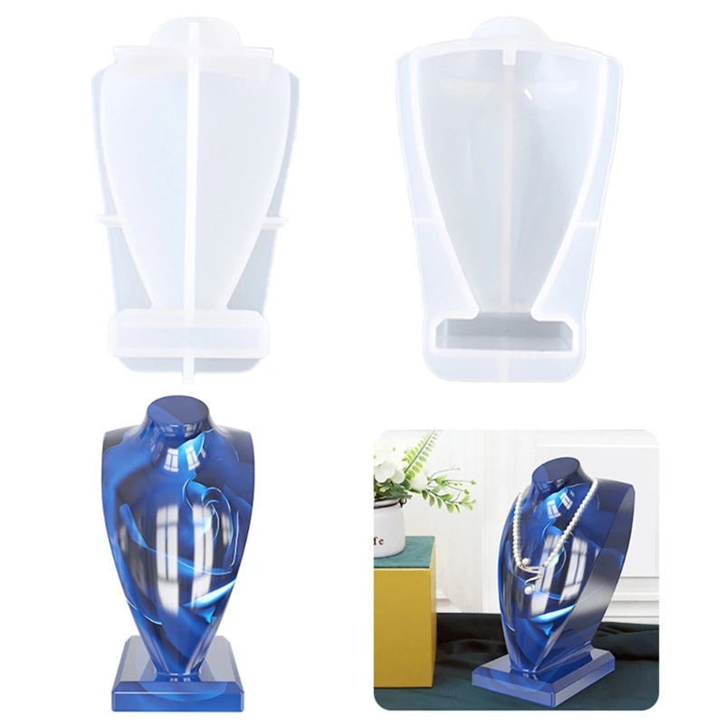 Silicone Mannequin Bust Mold Necklace Jewelry Accessory Display Stand Organizer Holder Mold for Home Decoration Y08E
