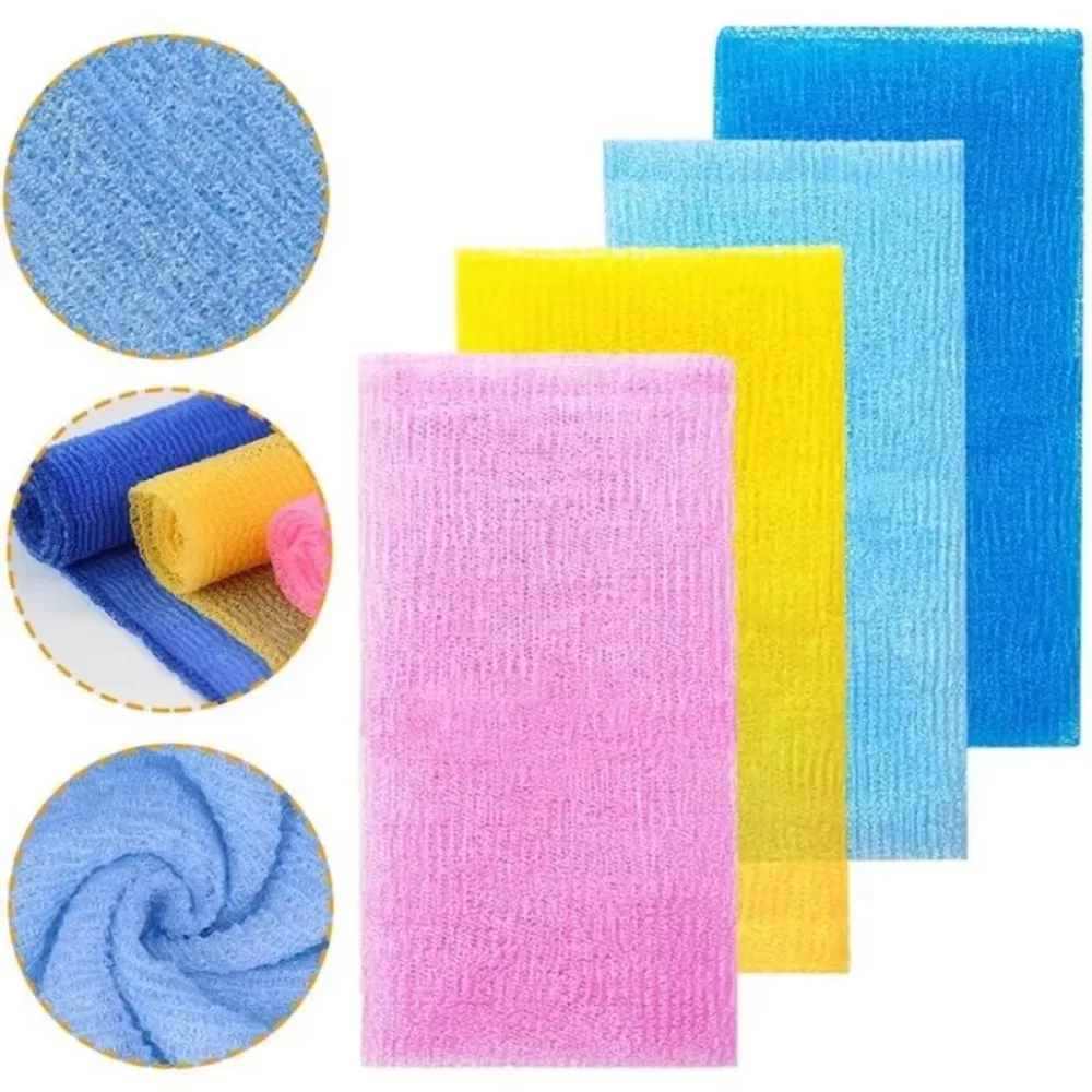 Japanese Nylon Exfoliating Washcloth with Long Handle - Deep Cleansing Back Scrubber Bath Body Scrub Tool for Shower