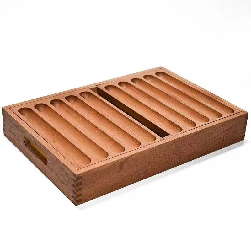 Cigar Tray Double Wooden Grid Cigar Storage Box Storage Tray Portable Storage Box Cigar Display Box