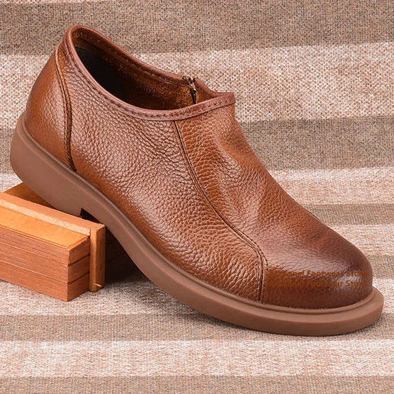 Low-Top Leather Casual Shoes for Men Genuine Leather Breathable Leather Boots Soft Leather Soft Sole Business Office Men's Shoes