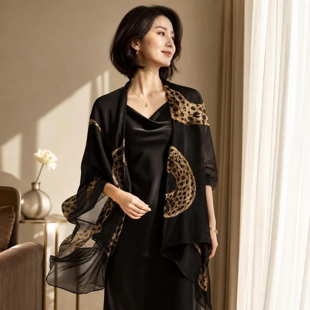 Leopard Sunscreen Cover-up Old Money Style Sun Protection Vintage Shawl Wrap Temperament Tiger Print Draped Cardigan Winter