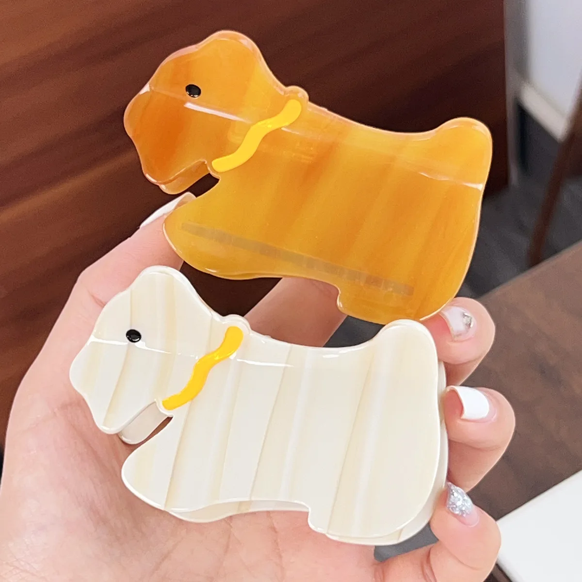 New Cute Personality Puppy Acetic Acid Grab Clip Premium Hairpin Korean Girl Disc Hair Shark Clip Hair Accessories Headgear