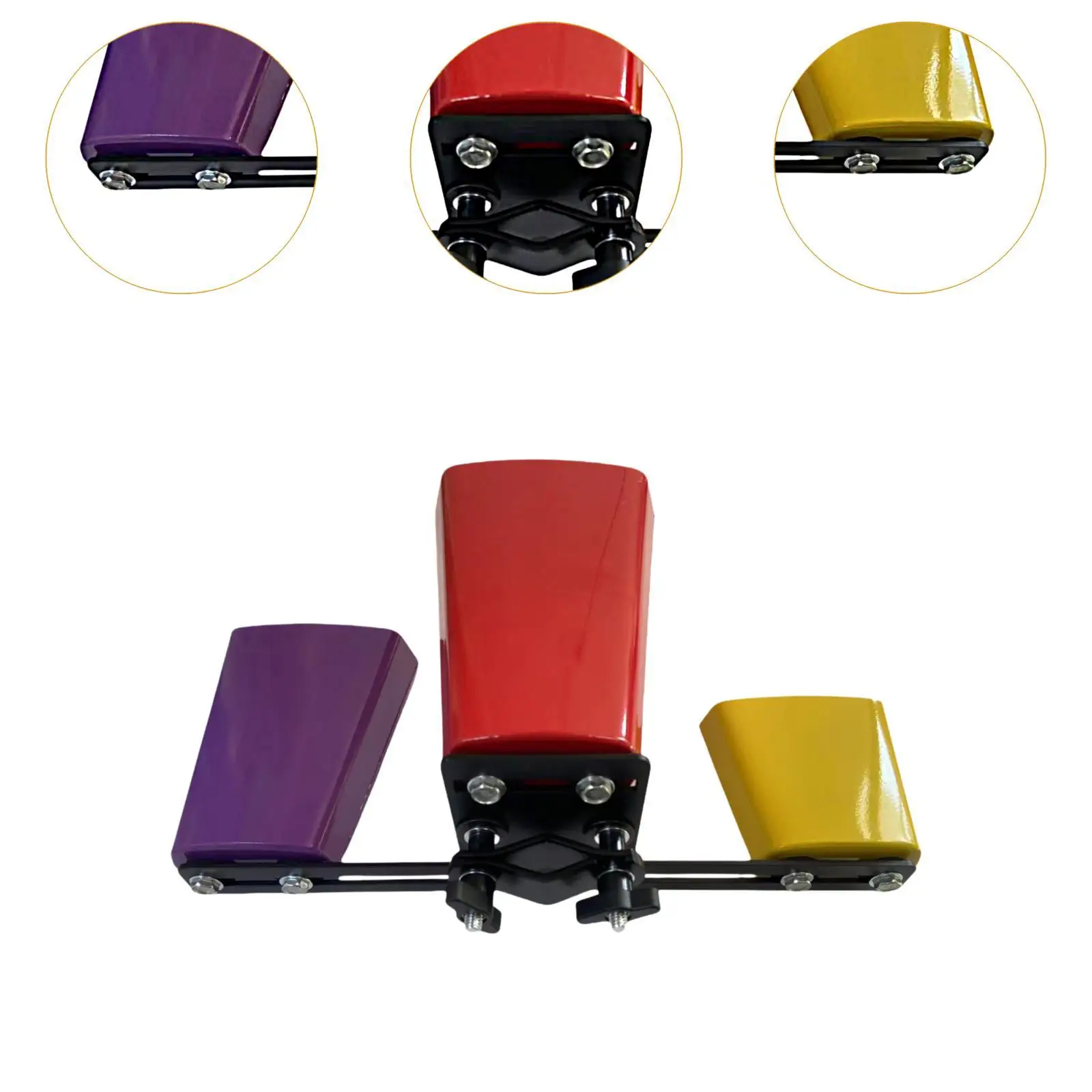 3 Colors Cowbell Noisemaker with Adjustable Mount Drum Parts for Competitive Sports
