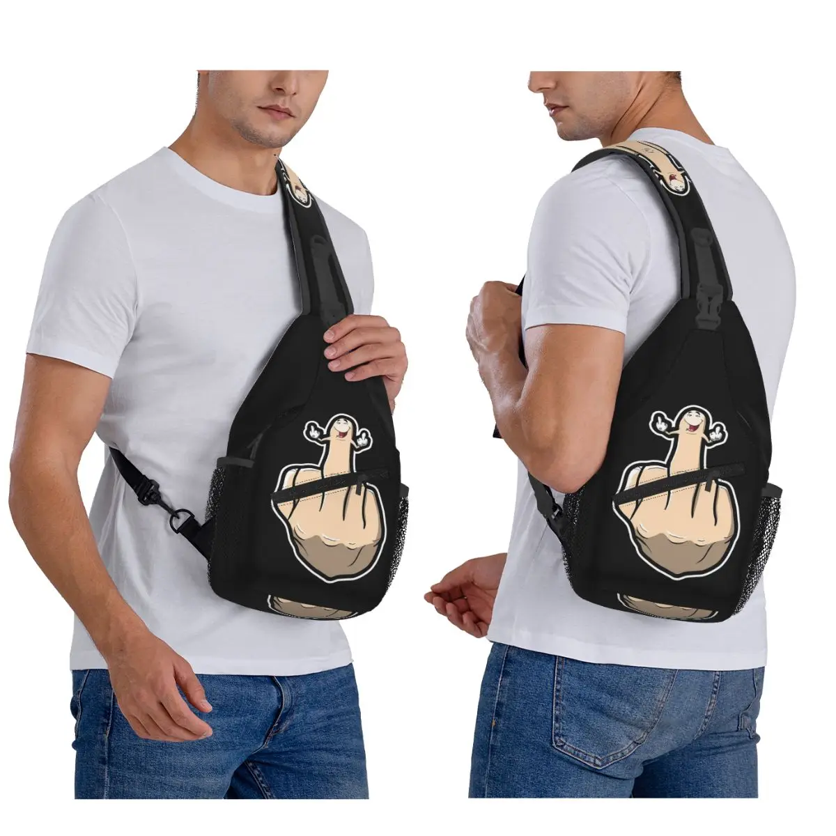 Hand Gesture Design Middle Finger Shows Middle Fingers Chest Bag Men Sling Crossbody Backpack Chest Bag Daypack Shoulder Bag