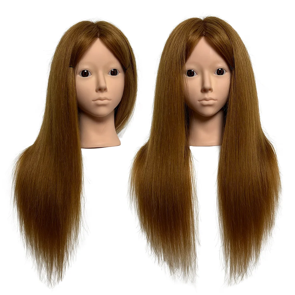 Professional 95% Real Human Hair Golden Mannequin Head, Long Hair Practice Doll for Braiding Styling Curling Makeup Practice