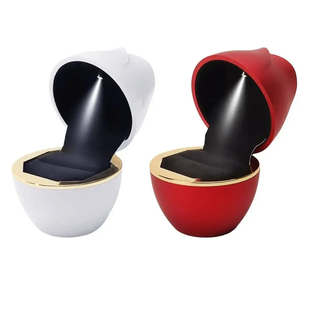 Rose Shape LED Rings Box with LED Lights Exquisite Necklace Box Plastic Multifunctional Jewelry Ring Case for Valentines