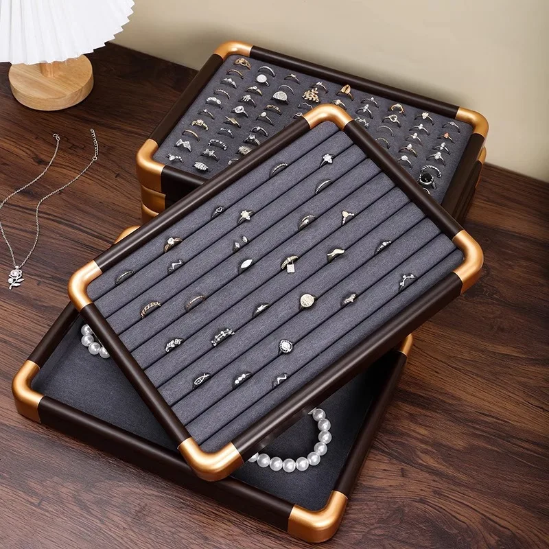 Solid Wood Jewelry Tray Minimalist Ring Earring Storage Trays Jeweler Luxury Necklace Pendant Display Pallet Packaging Supplies