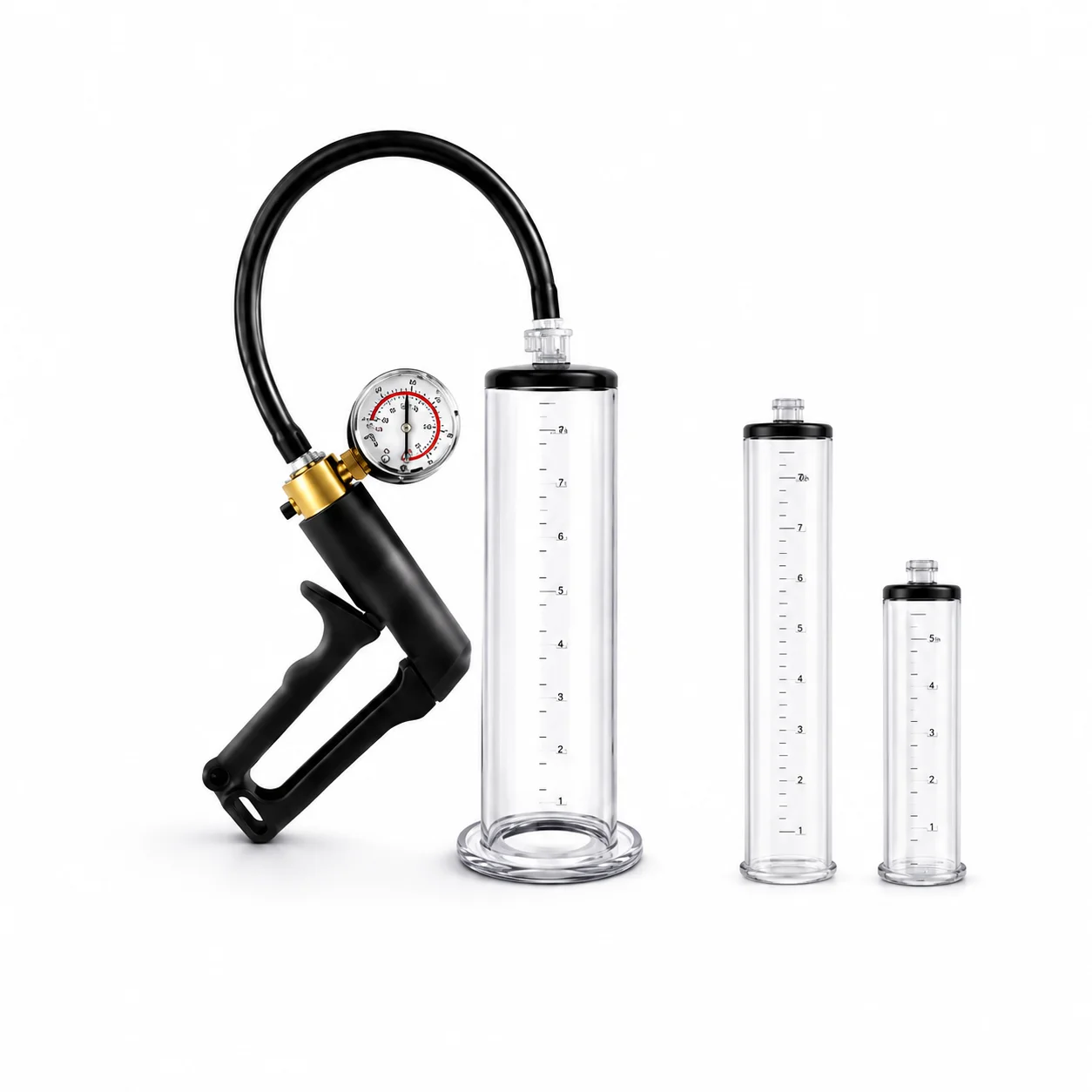 Male Vacuum Pump Kit with Acrylic Cylinder Metal Pressure Gauge Manual Air Control Male Stamina Training Masturbation Sex Toy