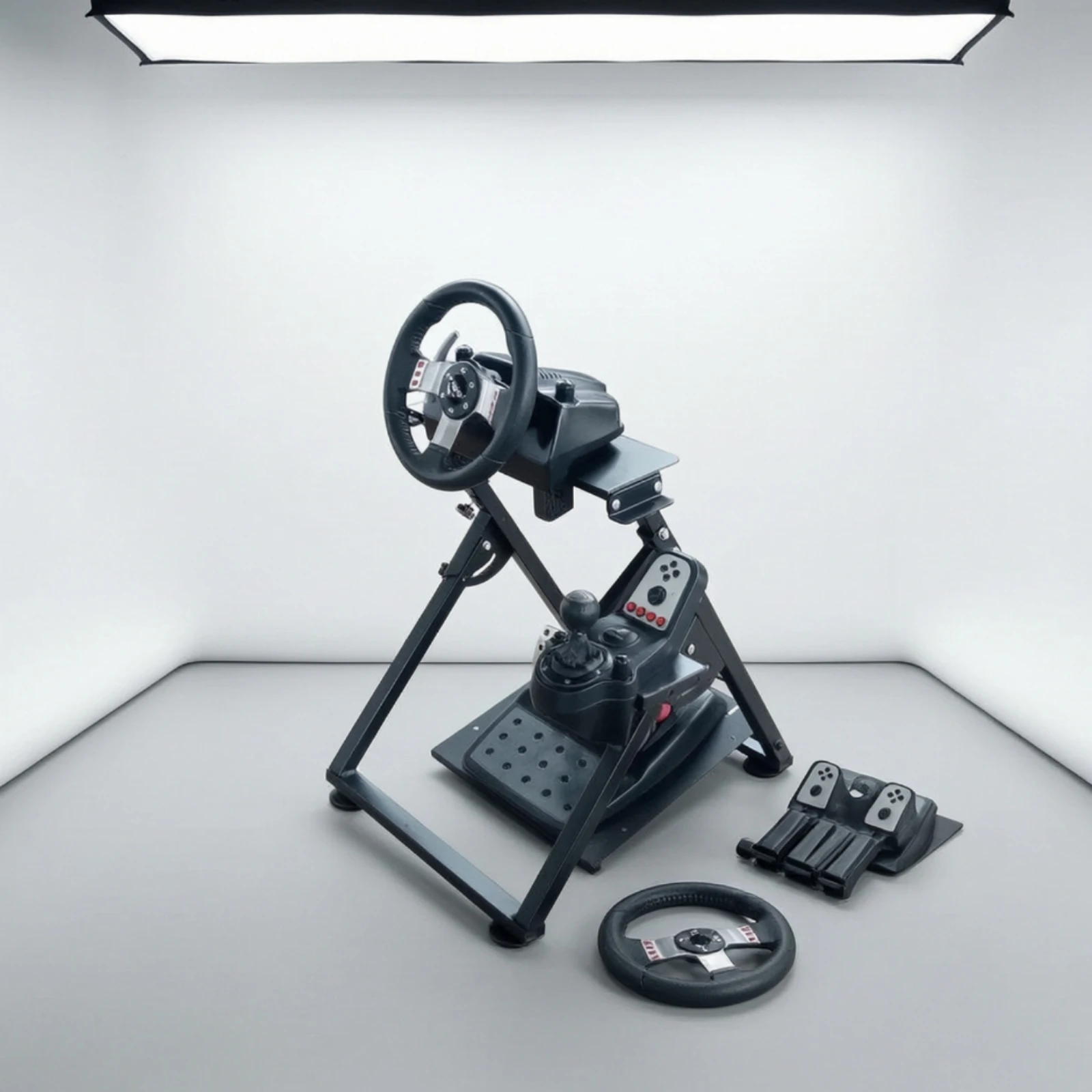 Wheel Stand with Shifter Mount Sturdy Racing Wheel Stand Heavy Duty Compact for Gamers, Gaming Room, Bedroom