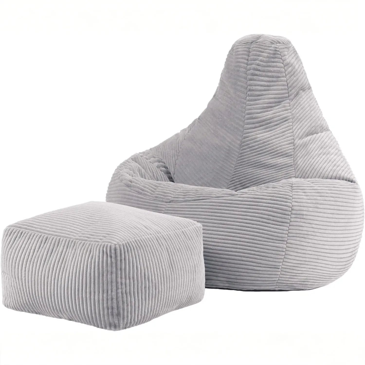 Modern Premium Corduroy Bean Bag Chair Cover (No Filler) Large Stuffed Animal Storage For Adults & Kids Bean Bag Sofas