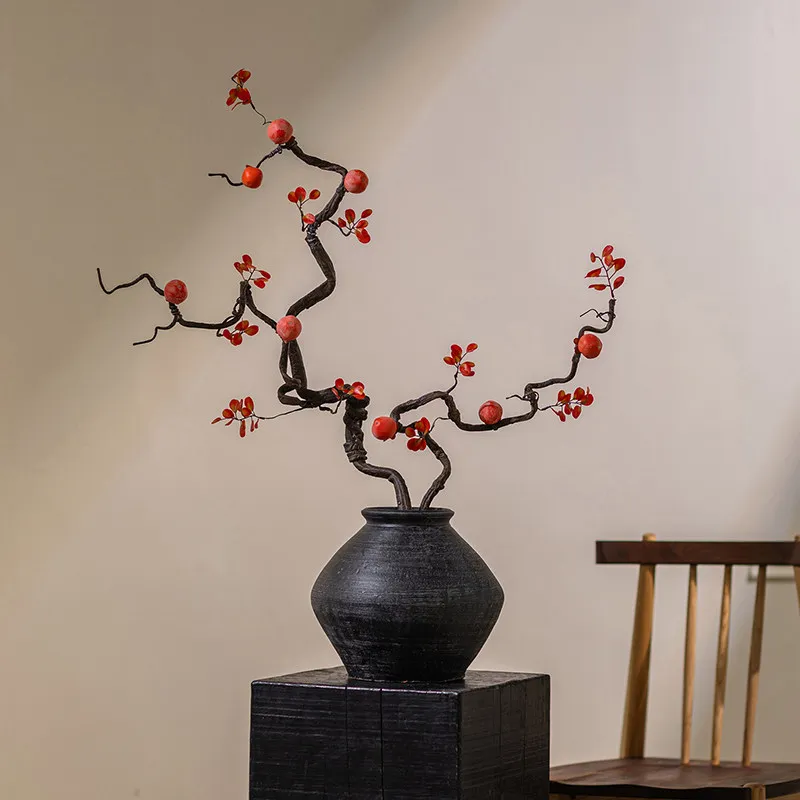Persimmon Ruyi simulated flower persimmon dead branches fake flower dried flower arrangement living room light luxury high-end