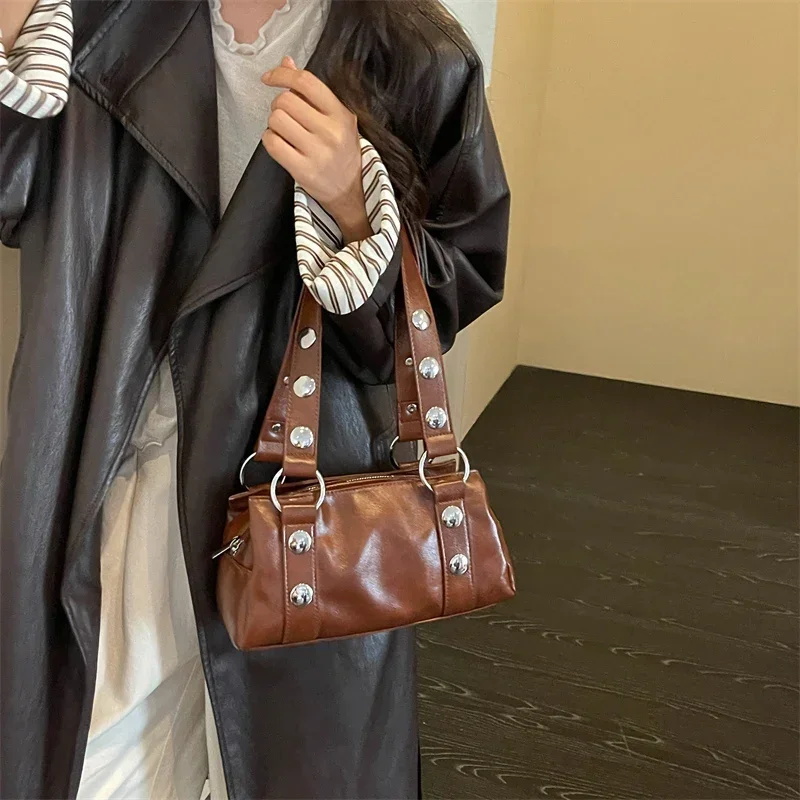 Vintage High-quality PU Leather Crossbody Bag, New Trendy and Versatile Solid-color Shoulder Bag, Luxurious Handbag for Ladies