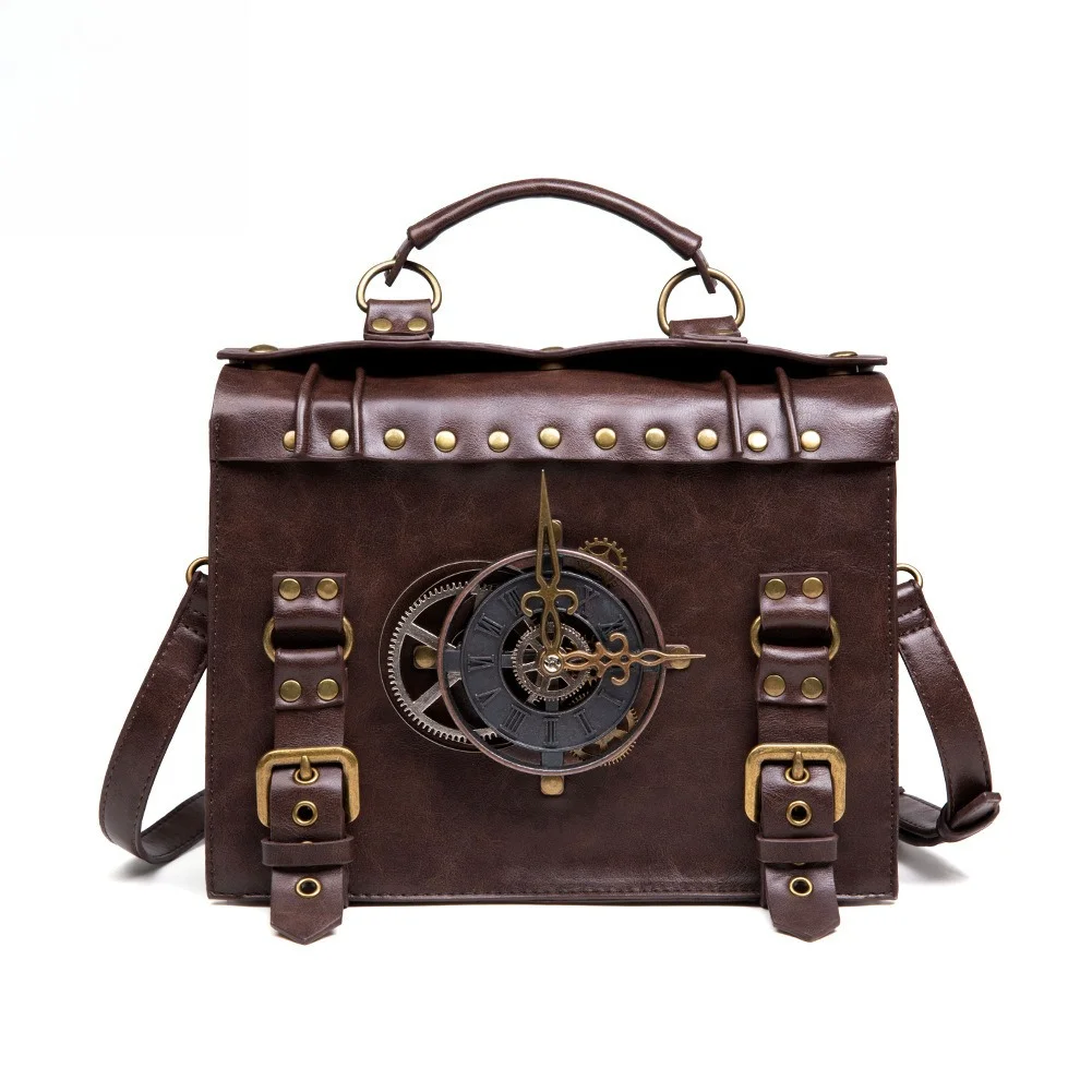 Punk Crossbody Bag Women Vintage Industrial Style Shoulder Handbag European American Fashion Purse
