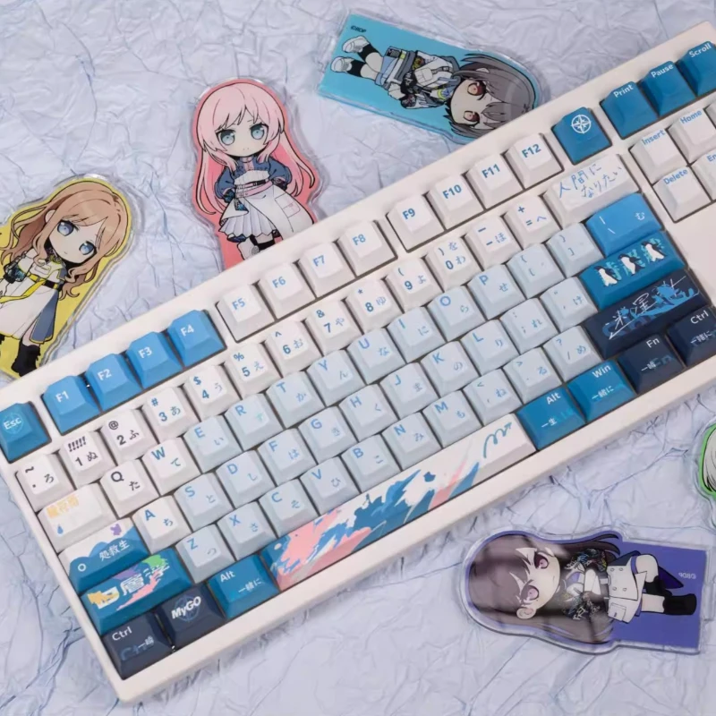 MyGo Theme Keycap Set 140 Key Custom PBT Cherry Profile Keycaps Cute Cartoon Anime Original Design Point Keycap for Gaming Gifts
