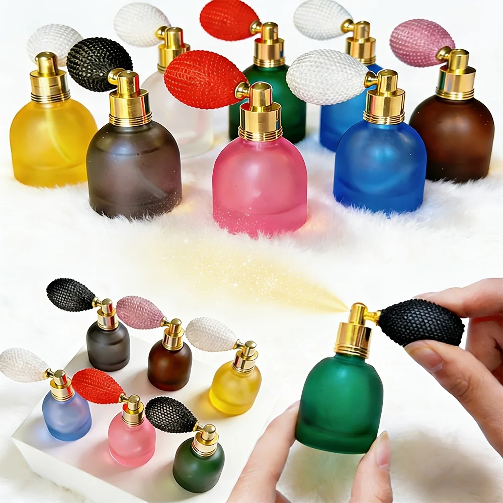 Colorful high-end mini airbag perfume bottle, round small capacity portable, reusable perfume sprayer,
