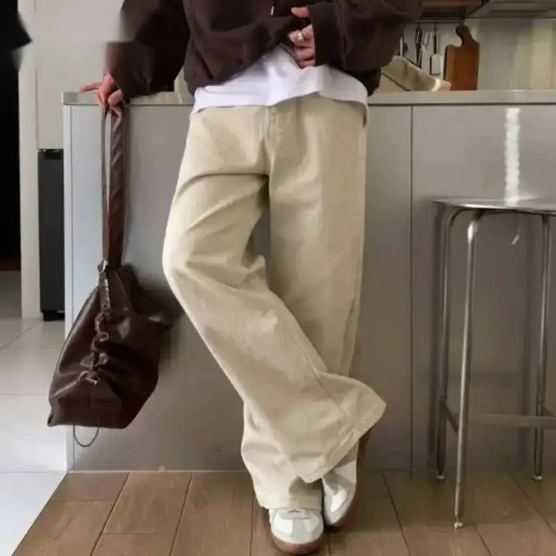 Men's Straight Leg Casual Pants Male Spring Loose Menwear Toursers Korean Version Solid Color Handsome Trendy 9W3TGF