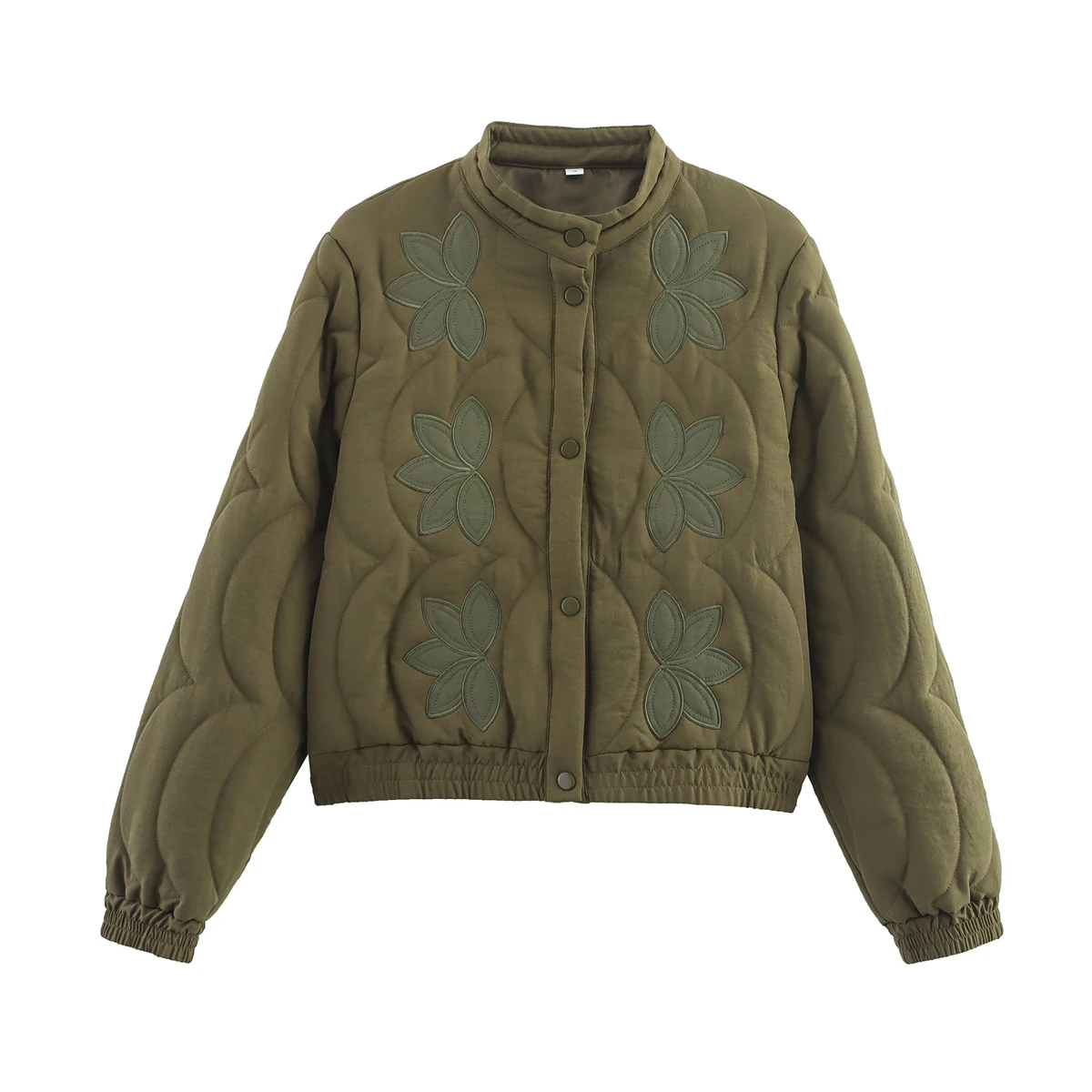 Autumn and Winter European and American Versatile Leisure Positioning Flower Quilted Cotton Embroidered Coat for Women