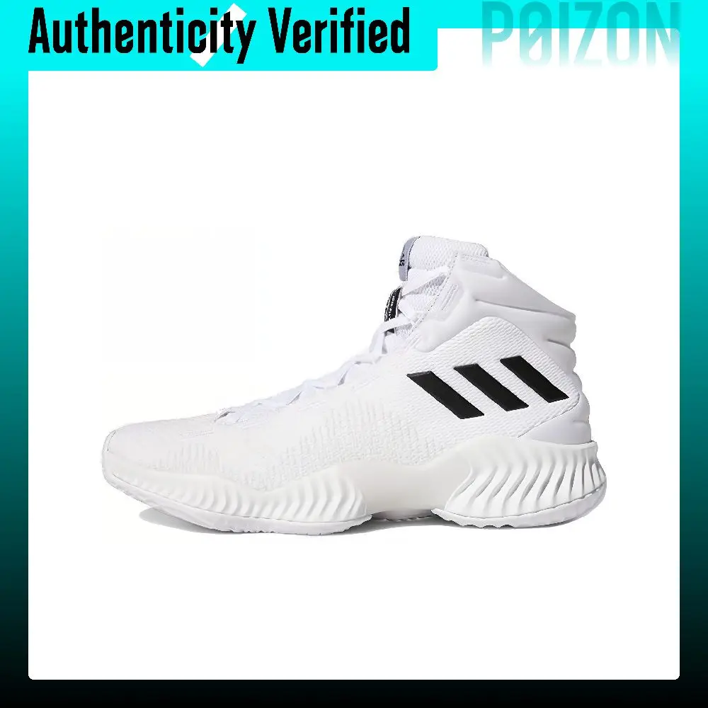 Adidas Pro Bounce 2018 Cushioning Slip Resistant Mid top Basketball Shoes Men's Ecru Asian Version FW5745