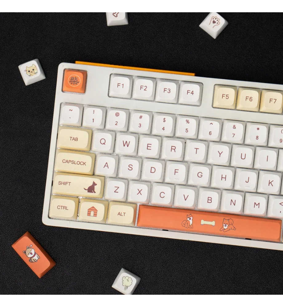 Keycap personality sublimation 138 key mechanical keyboard cap 64/75/87/96 Shiba Inu keycap XDA height yellow and white puppy