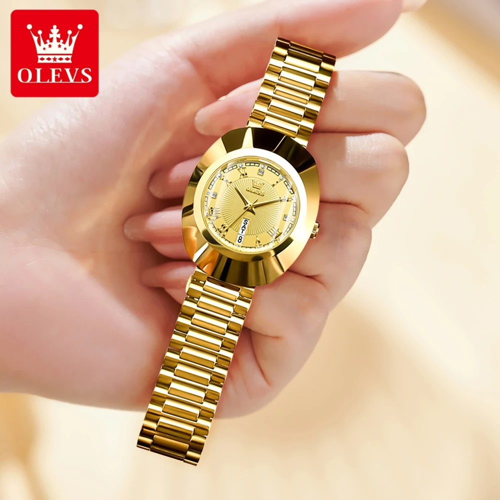 OLEVS 7008 Women Gold Watch Luxury Brand Tungsten Steel Waterproof Luminous Watch Brand Original Women Quartz Watch Fashion Item
