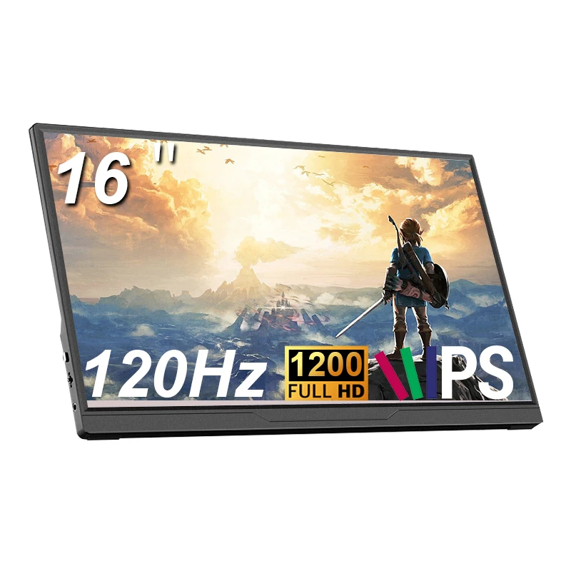 LANLIPU 16inch Portable Monitor 120HZ 1200P 16:10 100%sRGB HDR 400Cd/m Game Display For Laptop Macbook Phone Switch Xbox PS4/5