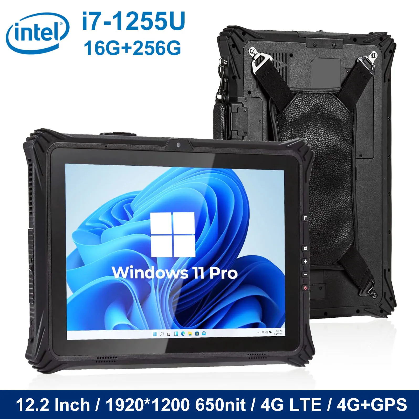 RUGLINE 12.2 Inch Windows 11 Pro Industrial Waterproof  Tablet I7-1255U CPU I5 CPU 4G LTE  4G+GPS 1920*1200 650nit  Wifi6