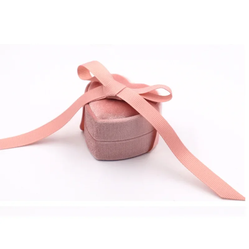 High Quality Heart Shaped Box Velvet Gift Box Ring Necklace Jewellery Box Small Jewelry Packaging