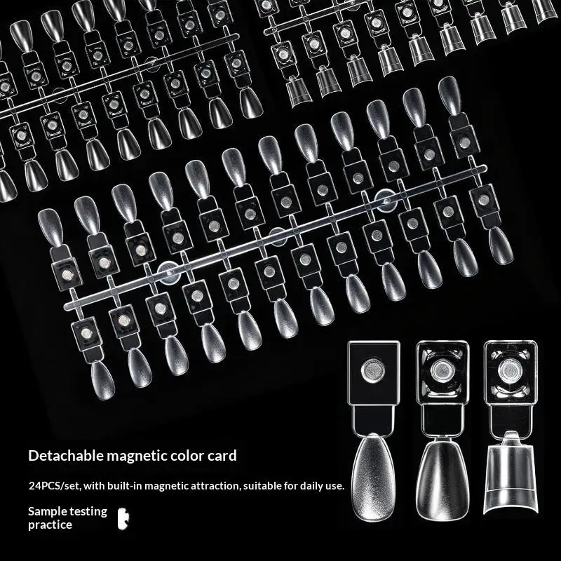 120Pcs Magnetic Nail Art Color Chart Transparent False Nail Tip Display Card for Salon Manicure Color Testing
