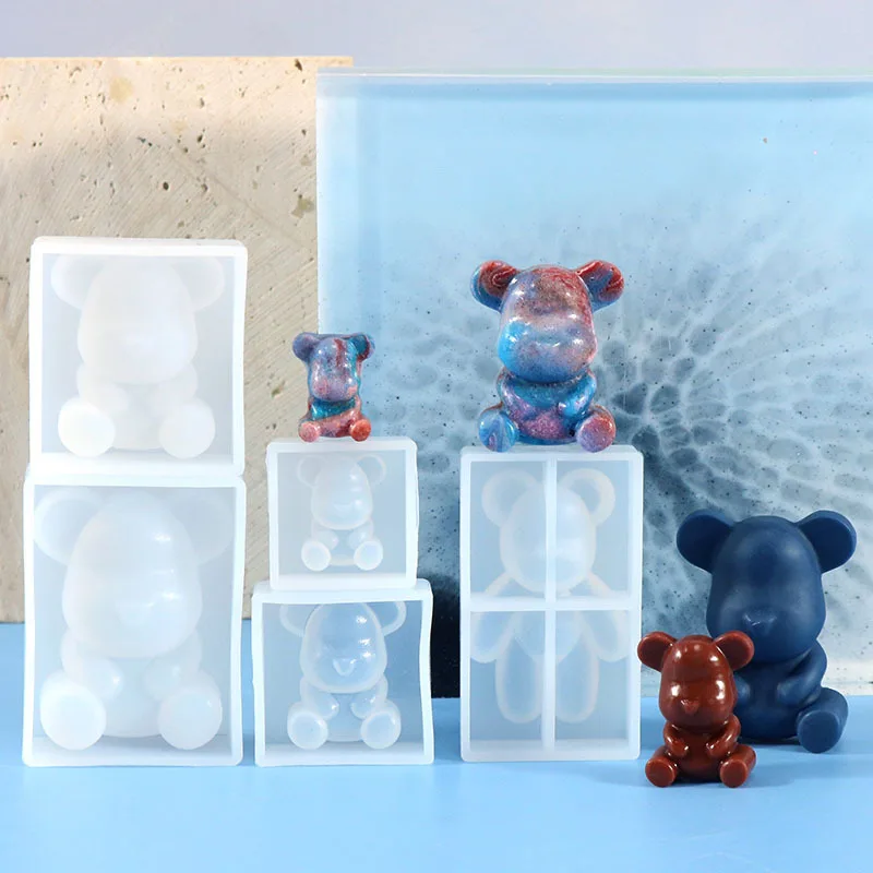 Crystal Epoxy Silicone Mold 3D Little Bear Jewelry Keychains Mold For DIY Resin Making Hanging Ornament Mold
