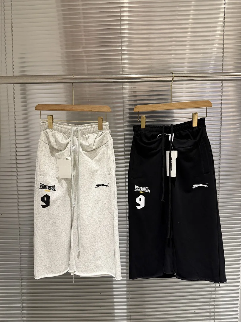 Fashion Brand 25FW Fold Waist Cut-Off 3/4 Sweatpants Men Women 3D Embroidery Cotton Casual Sports Cropped Trousers