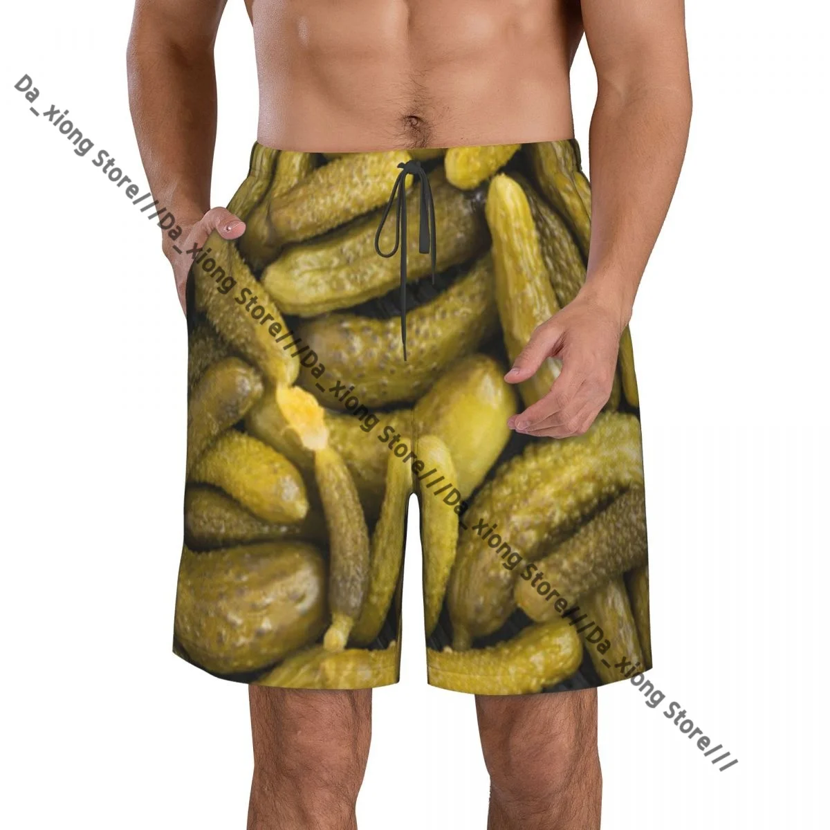 Men Beach Short Quick-drying Swimming Trunk Pickled Gherkins Texture Small Cucumbers Background Swimwear Swimsuit Bathing Shorts