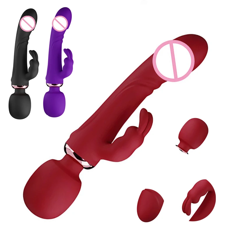 3 IN 1 Double Head Vibration G Spot Vibrator Magic Wand Womens Vagina Stimulator Clitoris Massager Adult Sex Toys Female Sex Toy
