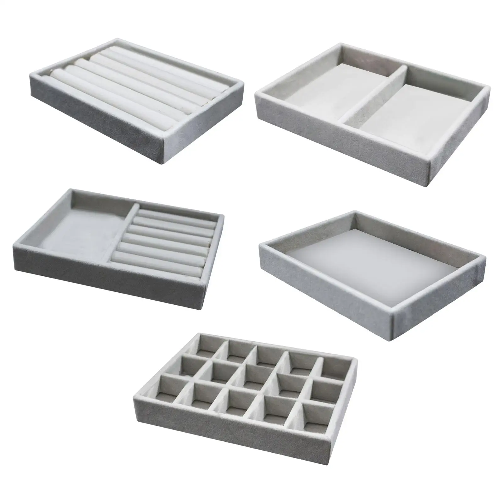 Jewelry Display Holder Storage Showcase Watches Studs Holder Rectangle Gray Home Decor