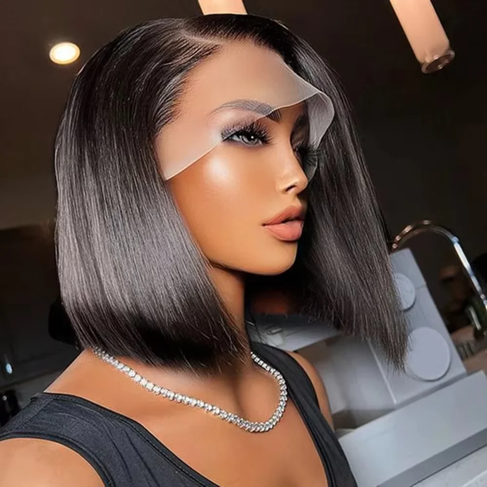 4x4 13x4 Lace Front Human Hair Bone Straight Wigs Cheap Short Bob Wig Brazilian Preplucked Lace Frontal Wigs 100% Human Hair