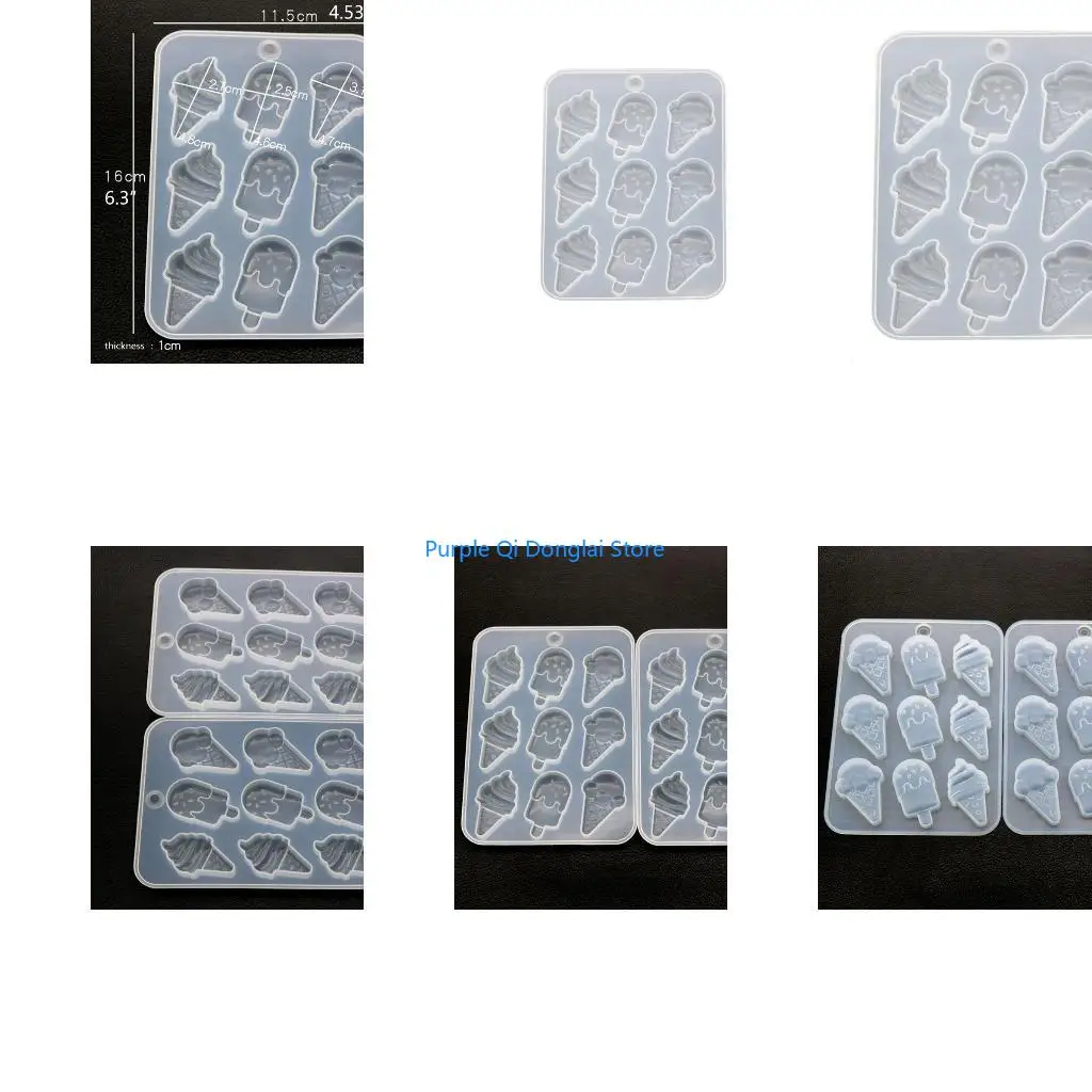 L21E Ice Cream Earring Molds Necklace Pendant Making Mold DIY Crafts Keychain Mold