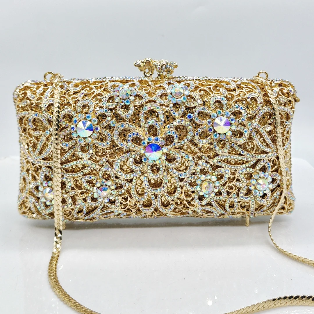 WHTUOHENG Women Crystal Evening Bag Clutches Wedding Party Cocktail Purse Luxury Bridal Prom Handbags Formal Minaudiere Bags