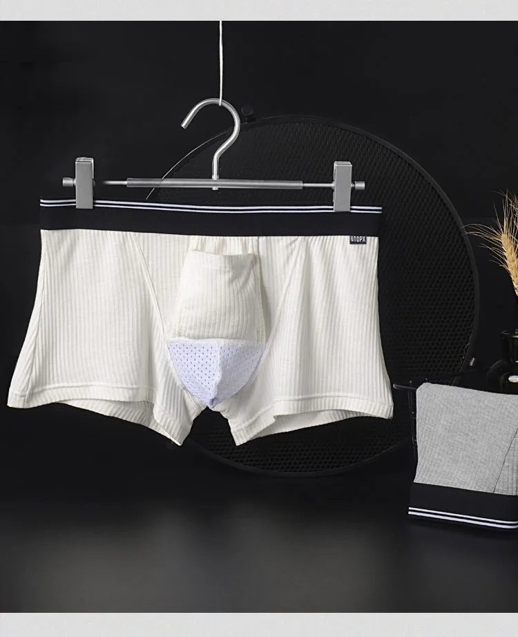 GTOPXMAN Men's ribbed underwear boxers, cross-border hair, sweat-absorbing and breathable boxers GT005