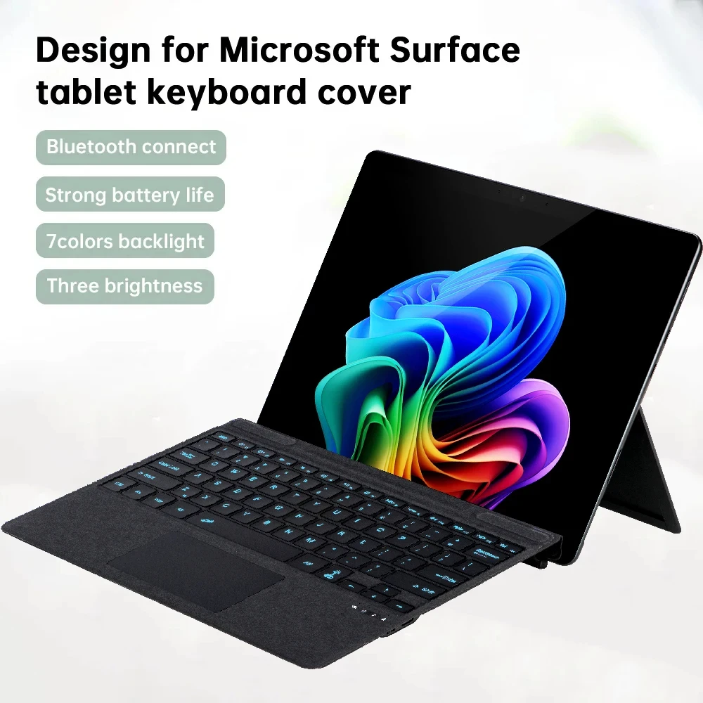 Backlit Bluetooth Trackpad Keyboard For Microsoft Surface Pro3 4 5 6 7 Russian Arabic Spanish  Portuguese Korean Hebrew Italian