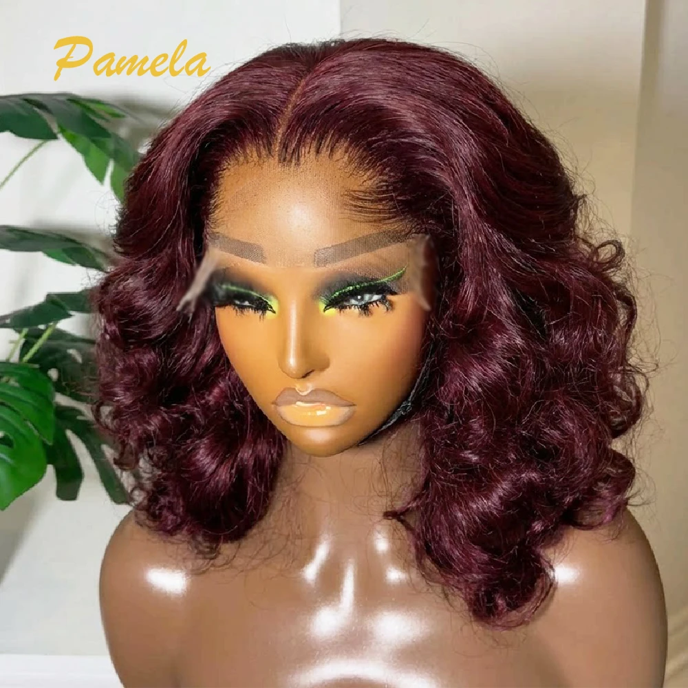 Lagos Hairline Wig Loose Deep Wave Burgundy 13x4 Invisible Lace Frontal Wig 100% Human Hair Wigs For Woman On Clearance Sale