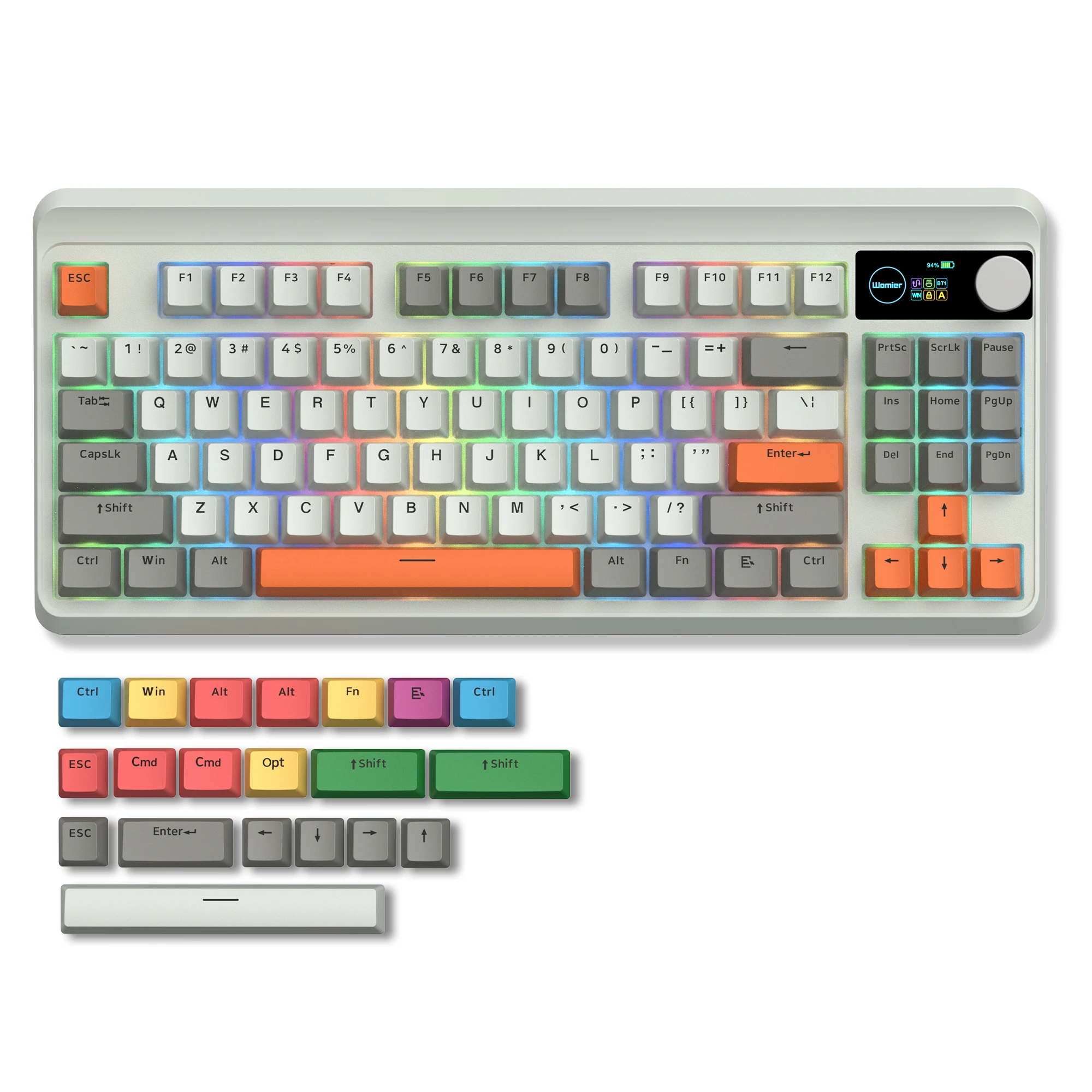 Womier M87pro Mechanical Keyboard with Display & Knob Gasket Tri-Mode Wireless Bluetooth/2.4G Hot-Swappable RGB Gaming Keyboard