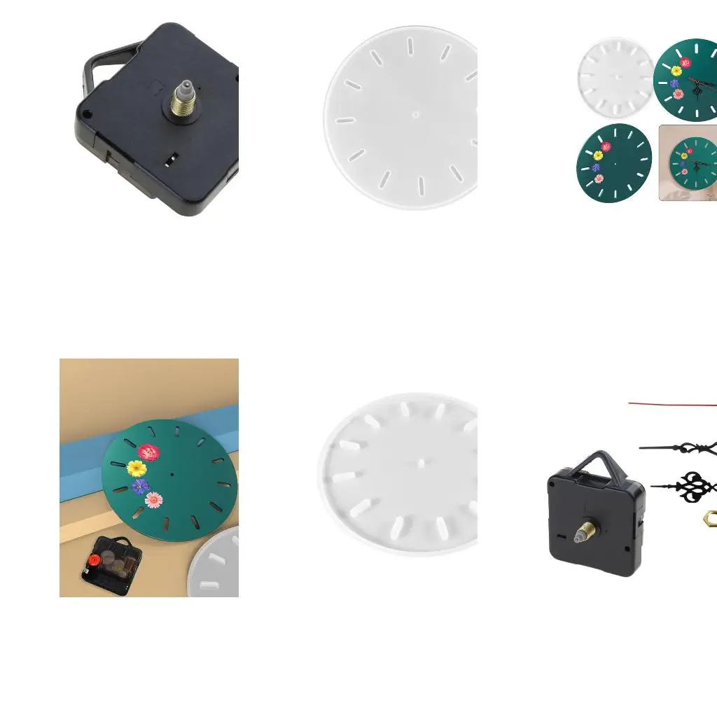  Clock Silicone Mold Diy Round Clock Mold Wall Hanging Decorative Mirror Resin Epoxy Mold with Pointer Handmade Tool
