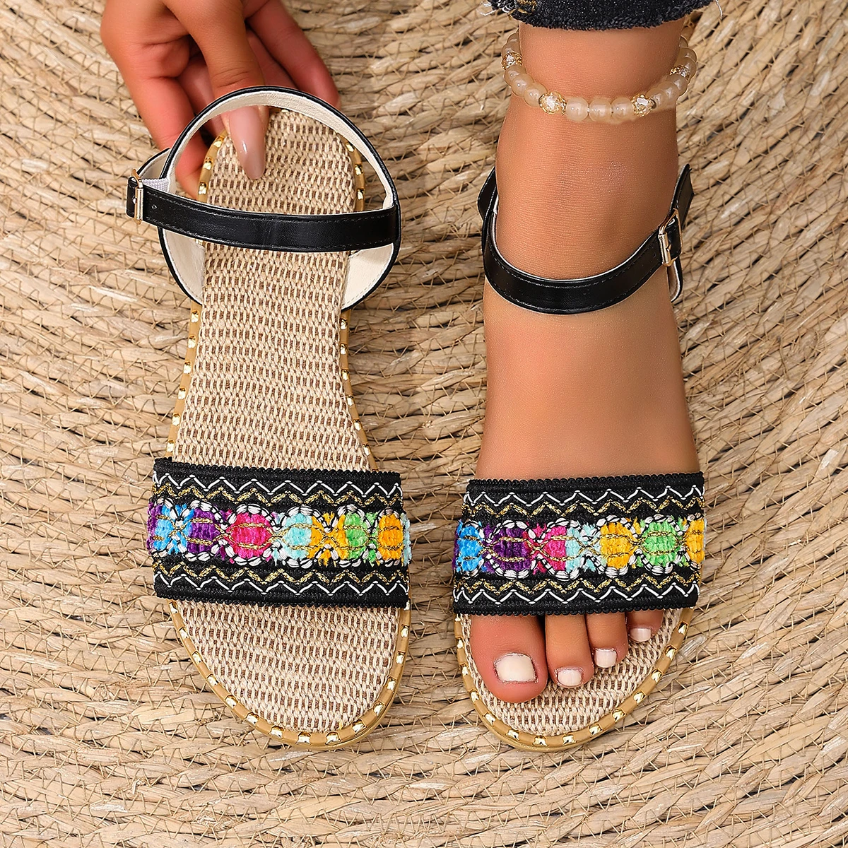 Trend Women Flat Sandals Bohemian Outdoor Sandals Summer Lightweight Slip on Beach Shoes Woman Designer Lightweight Sandals