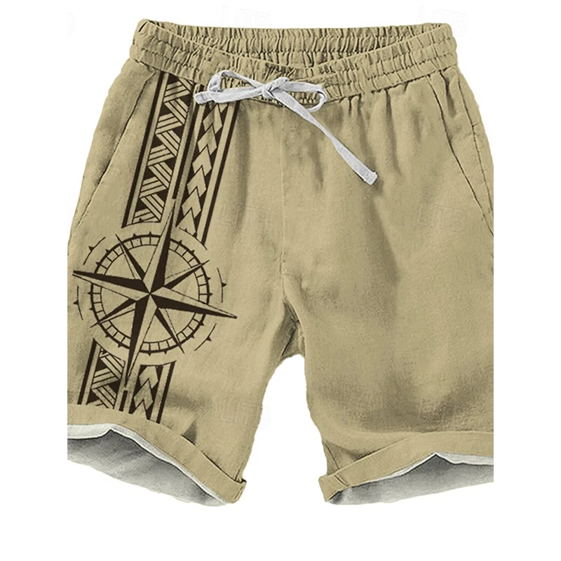Men's Beach Pants Compass 3D Print Shorts Men's Summer Breathable Shorts Fitness Street Shorts Oversized Men's Ropa Hombre 2025