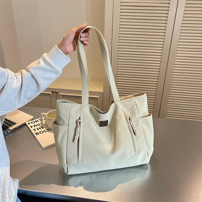Large Capacity Korean Version Tote Bag Women Lightweight Simple Underarm Bag Multi Pocket Fashion Shoulder Bag