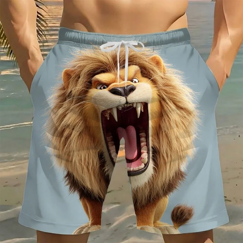 Summer Funny Vacation Animal Graphic Swim Trunks For Men Casual 3D Printed Short Pants Hawaii Surf Swimsuit Beach Shorts
