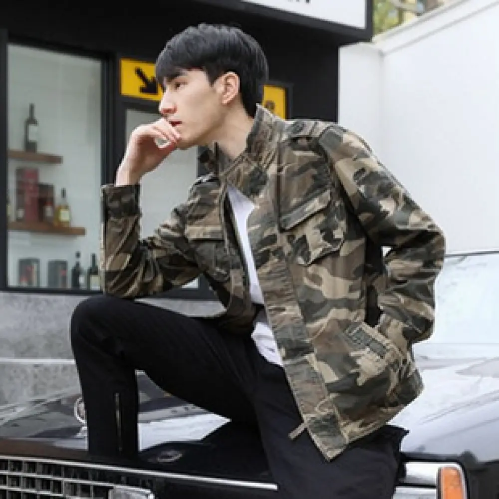 For CRUEL WOLF Mens Camo Cargo Trousers Straight Leg Casual Outdoor Workwear Multi Pocket Cotton Fashion Streetwear Pants