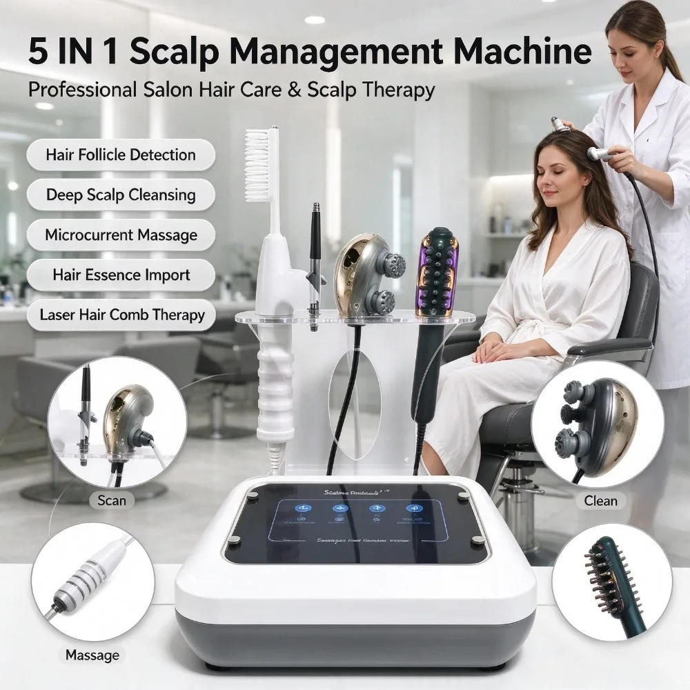 5in1 Scalp Care Machine Hair Follicle Analyzer Scalp Massage Deep Cleaning Hair Root Nourishing Device for Hair Salon