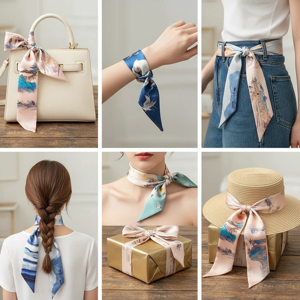 Fashion Floral Headband Oil Painting Ribbon Hair Ribbon Scarf Chinese Style Headscarves