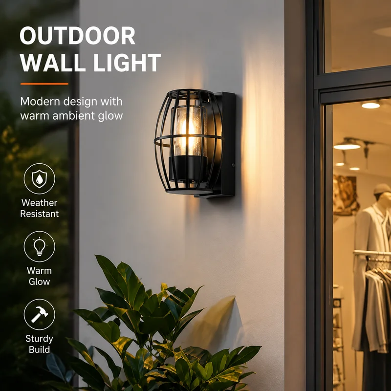 Outdoor Wall Light, Vintage Double Head E27 Socket Waterproof Metal Sconce for Porch Corridor Stairway Patio Home Decor Lighting