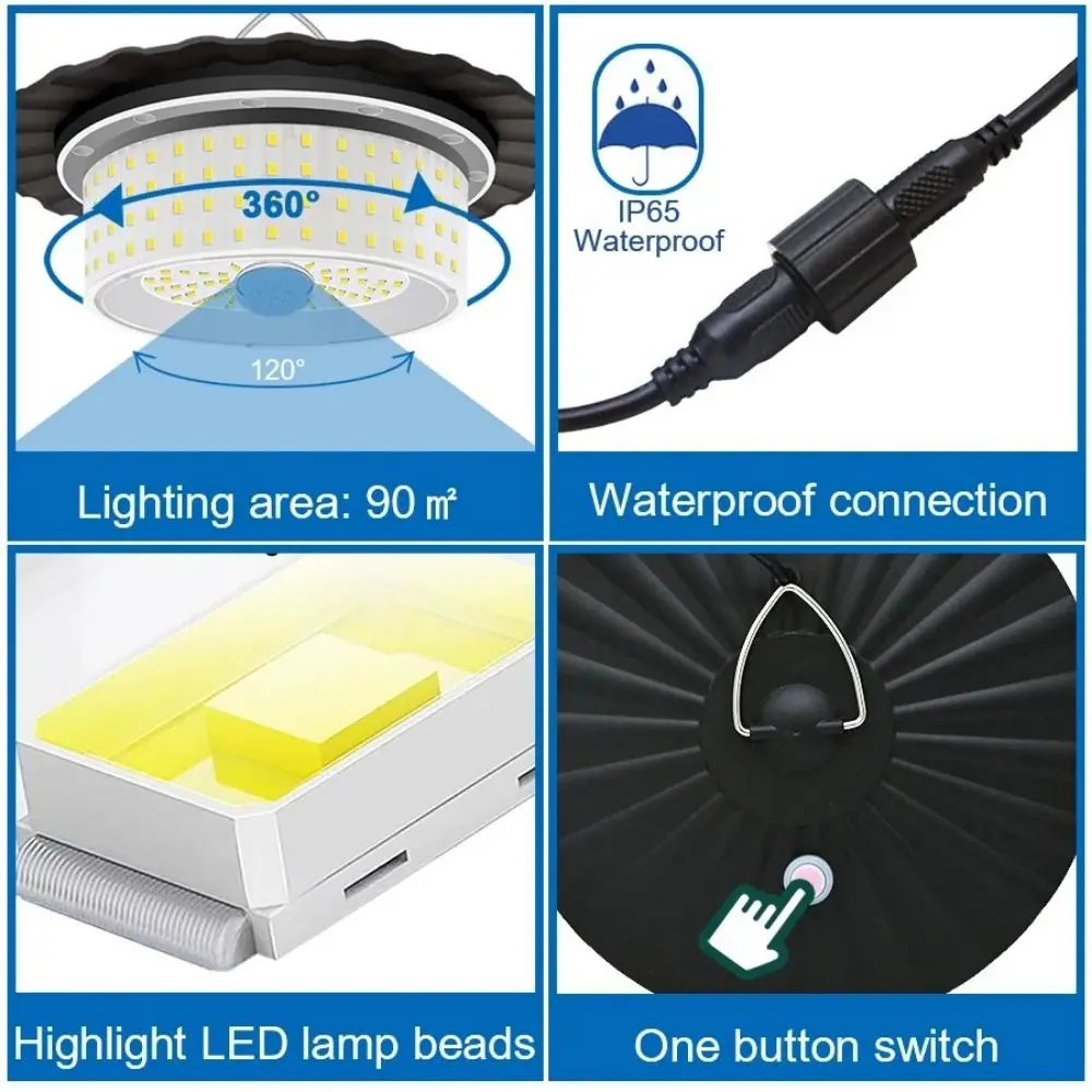244 LED Solar Pendant Light 360 Wide Angle Lighting Solar Powered Solar Shed Lamp with Remote Control Motion Sensor